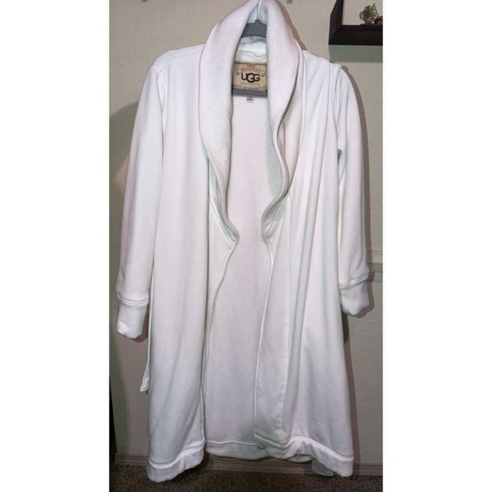 UGG Australia Duffield II White Plush Fleece Robe Shawl Collar Size Medium